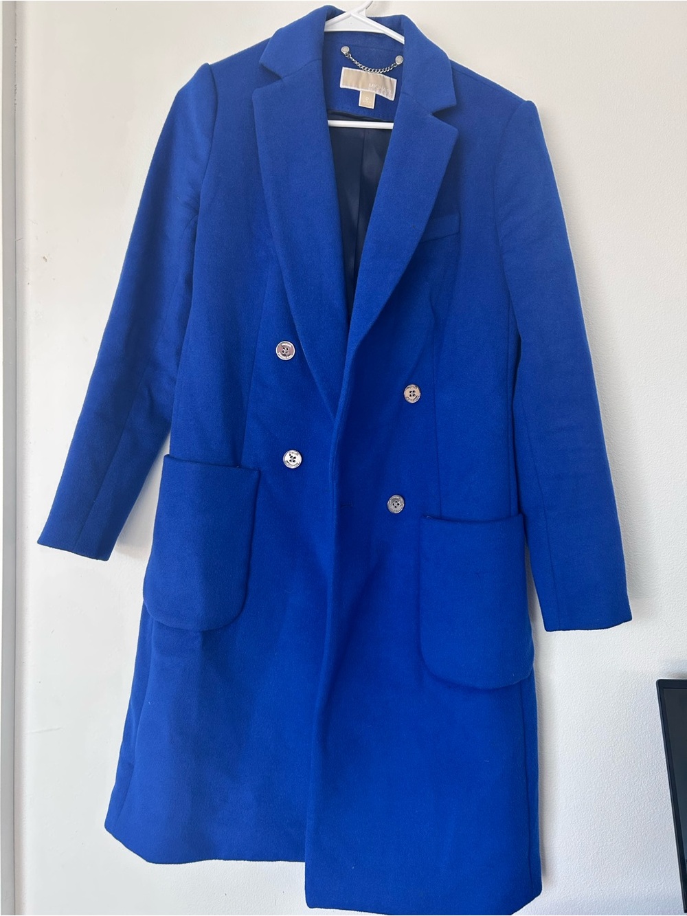 Michael Kors Blue Wool-Blend Lined Double-Breasted Women's Coat Size 0